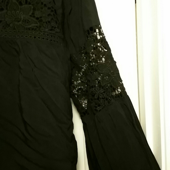 Women's Hippie Boho Black Lace top Sz M - Picture 3 of 7